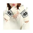 Luvas De Inverno Femininas Em Cashmere Grosso, Tricotadas Com Padrão De Floco De Neve, Luvas De