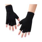 Luvas De Inverno Pretas De Algodão E Lã, Meio Dedo, Quentes, Para Mulheres E Homens, Luvas De Punho