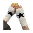 Luvas De Inverno Y2K Quentes E Grossas De Tricô Com Estrela De Cinco Pontas, Luvas De Moda Com Dedos