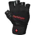 Luvas de levantamento de peso Harbinger Pro Wristwrap em couro preto