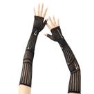 Luvas de malha sem dedos para mulheres Gothic Punk Cosplay Pretas