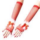 Luvas de Natal, rede de pesca vermelha, nylon, sem dedos, 40 cm para mulheres