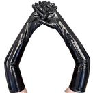 Luvas de PVC Cosplay extra-longas pretas para boate feminina
