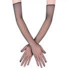 Luvas de renda longa e elástica para mulheres pretas 10x10cm