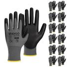 Luvas de trabalho de segurança KAYGO KG11PB revestidas com PU 12 pares de cinza
