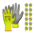 Luvas de trabalho de segurança KAYGO KG11PB revestidas com PU 12 pares verdes XXL