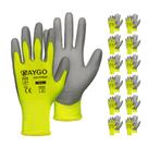 Luvas de trabalho de segurança KAYGO KG11PB revestidas com PU 12 pares verdes