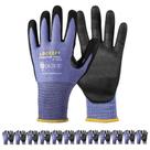 Luvas de trabalho de segurança LOCCEF, resistentes ao corte, nível 5/A4, azuis, 12 pares