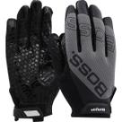 Luvas de trabalho de segurança masculinas Boss de microfibra sintética com alça de silicone, malha traseira, alça antiderrapante, tela sensível ao toque, alta destreza, cinza/preta, grande (120-MG1220T/L)