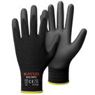 Luvas de trabalho KAYGO KG15P revestidas com poliuretano, forro de nylon, 12 pares, preto