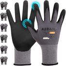 Luvas de trabalho Kebada W2 revestidas com nitrilo para homens e mulheres, 6 pares