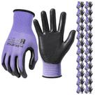 Luvas de trabalho MANUSAGE XL roxas com grip de nitrilo, 24 pares