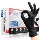 Luvas descartáveis de nitrilo pretas 4 mil, sem pó, tamanho médio