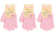 Luvas esfoliantes Evridwear, 3 pares de nylon rosa moderado Luvas esfoliantes Evridwear, 3 pares de nylon rosa moderado