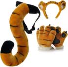 Luvas falsas de pata de tigre e dinossauro, traje de cabeça