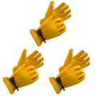 Luvas FEISHDEK Kids Leather Gardening Safety, amarelas, 3 pares