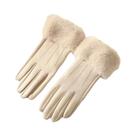 Luvas Femininas De Inverno Em Couro PU Com Tela Sensível Ao Toque, Quentes, Com Acabamento Em Pele