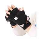 Luvas Femininas De Inverno Quentes Com Orelhas De Gato Conversíveis Sem Dedos, Ajuste Elástico E