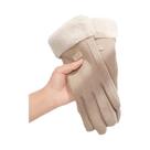 Luvas Femininas De Inverno Quentes E Grossas De Pelúcia Com Toque De Camurça Para Uso Externo,