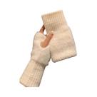 Luvas Femininas De Lã Luxuosas De Meio Dedo Com Toque De Pelúcia Para Outono/Inverno