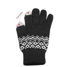 Luvas femininas masculinas de lã quente com tela de clique de malha geométrica de inverno