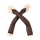 Luvas Femininas Pretas E Brancas De Malha Sem Dedos 50cm, Respiráveis, Elásticas, Com Gancho,