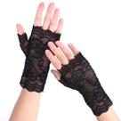 Luvas femininas WLLHYF de renda curta sem dedos, malha preta Luvas femininas WLLHYF de renda curta sem dedos, malha preta
