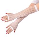 Luvas Fishnet de nylon branco de comprimento médio para homens e mulheres