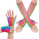 Luvas Fishnet Yolev Rainbow Fingerless, 2 pares para mulheres