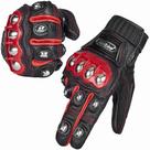Luvas ILM Alloy Steel Leather Hard Knuckle Touchscreen vermelhas XL