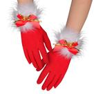 Luvas JIAHG Natal Vermelhas com Pena e Laço 23 cm