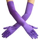 Luvas longas de cetim roxo para casamento, cosplay, vintage P