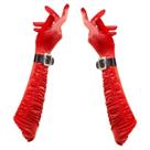 Luvas longas de cetim vermelho para mulheres, casamento, dama de honra, Natal