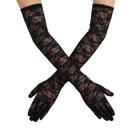 Luvas longas de renda Lusofie 54 cm elegantes pretas para ქალheres