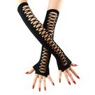 Luvas Longas Pretas com Recortes Estilo Sexy Retrô p/ Festas