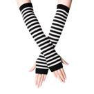 Luvas longas sem dedos para mulheres, aquecedor de cotovelo listrado, moda feminina, Y2K Luvas longas sem dedos para mulheres, aquecedor de cotovelo listrado, moda feminina, Y2K