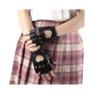 Luvas Pretas De Couro PU Com Rebites Estilo Punk Sem Dedos Para Mulheres - Perfeitas Para Hip-Hop,