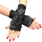 Luvas sem dedos Halloween Black Ripped Punk para adultos