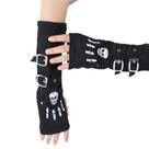 Luvas Skull Cosplay para mulheres, elastano preto 30x10cm