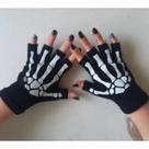Luvas Unissex Que Brilham No Escuro, Com Estampa De Caveira, Estilo Punk, Sem Dedos, Para Inverno,