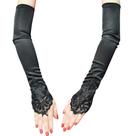 Luvas vintage de cetim sem dedos com miçangas para mulheres pretas
