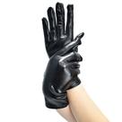 Luvas Wetlook pretas curtas de poliuretano para dança, punk, figurino e palco Luvas Wetlook pretas curtas de poliuretano para dança, punk, figurino e palco