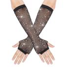 Luvas Yolev sem dedos em rede com strass, 23 cm, pretas