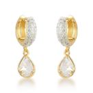 Luxuosos Brincos de Argola com Gota de Zircônia - Acabamento em Ouro Banhado Luxuosos Brincos de Argola com Gota de Zircônia - Acabamento em Ouro Banhado
