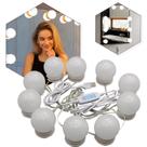 Luz Camarim 3 Cores 10 Lâmpadas Espelho Led Auto-Colantes