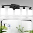 Luz de banheiro MOKATNG 5-Light Matte Black 71cm
