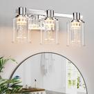 Luz de banheiro Quntis LED regulável de 3 luzes cromada de 16 polegadas