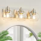 Luz de Baño Tuscarora con 3 Luces en Níquel Cepillado y Cristal Transparente