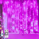 Luz de cortina SINAMER 200LED 2x2m rosa 8 modos de controle remoto