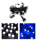 Luz de Led 30 Bolas Grandes Branco Fio Preto 5m